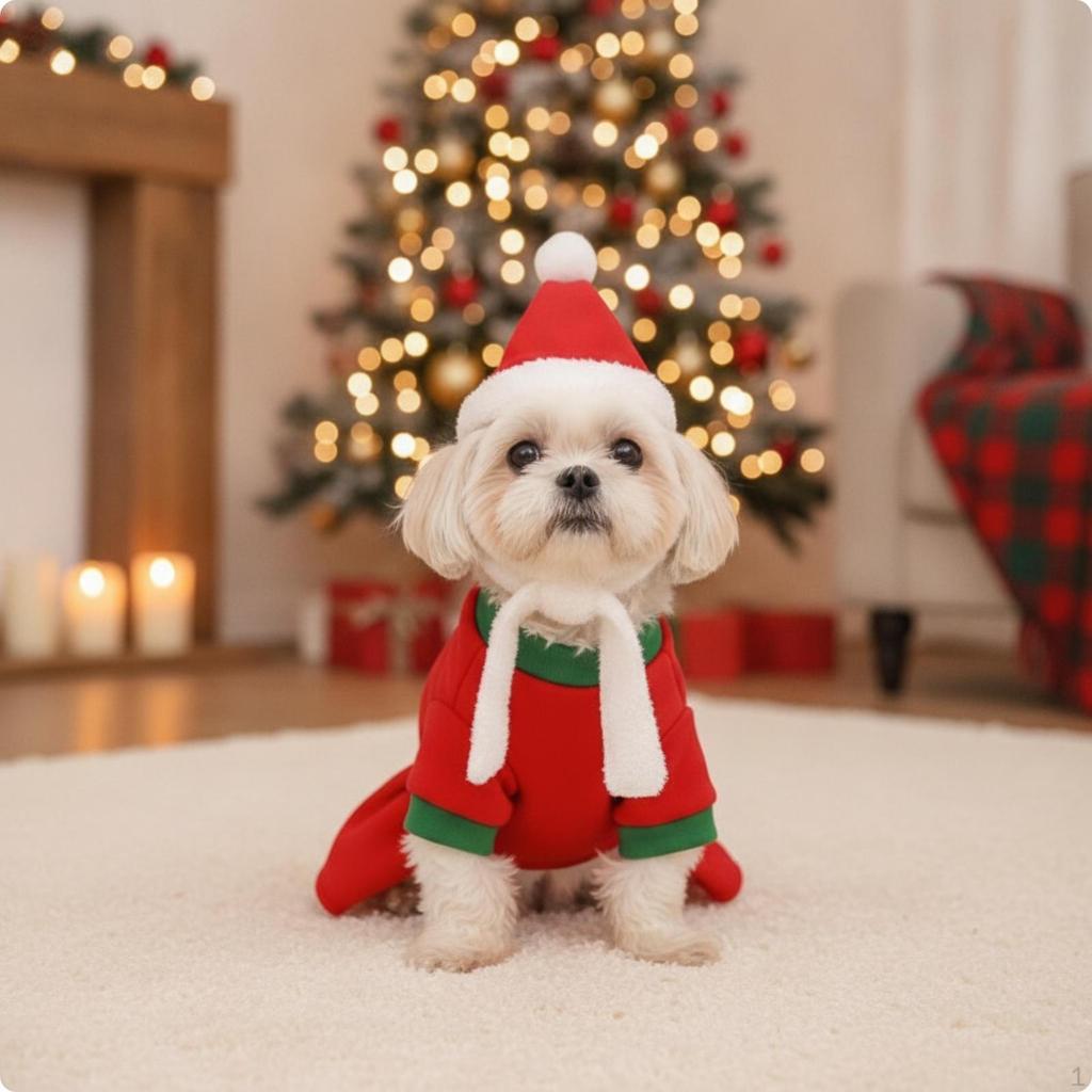 Festive Pet Costume with Hat | Soft Material Construction, Warm Coldcoldweather Gear, TwoPiece