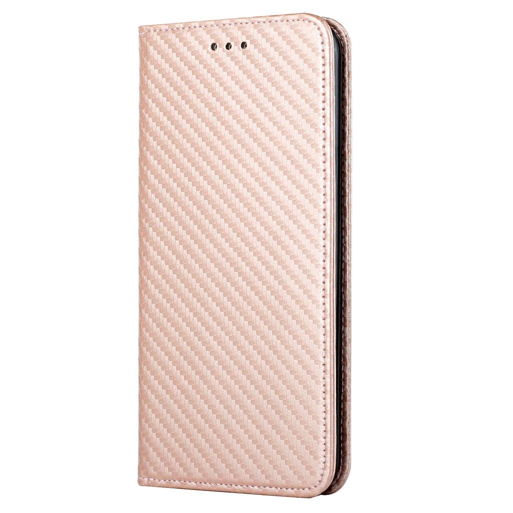 Für iPhone 15 Pro Carbonfaser-Textur PU-Leder+TPU Brieftaschen-Etui Ständer Handyhülle