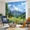 2pcs -Swiss snow-capped mountains print curtains, pole bag curtains, home decoration, room decoration