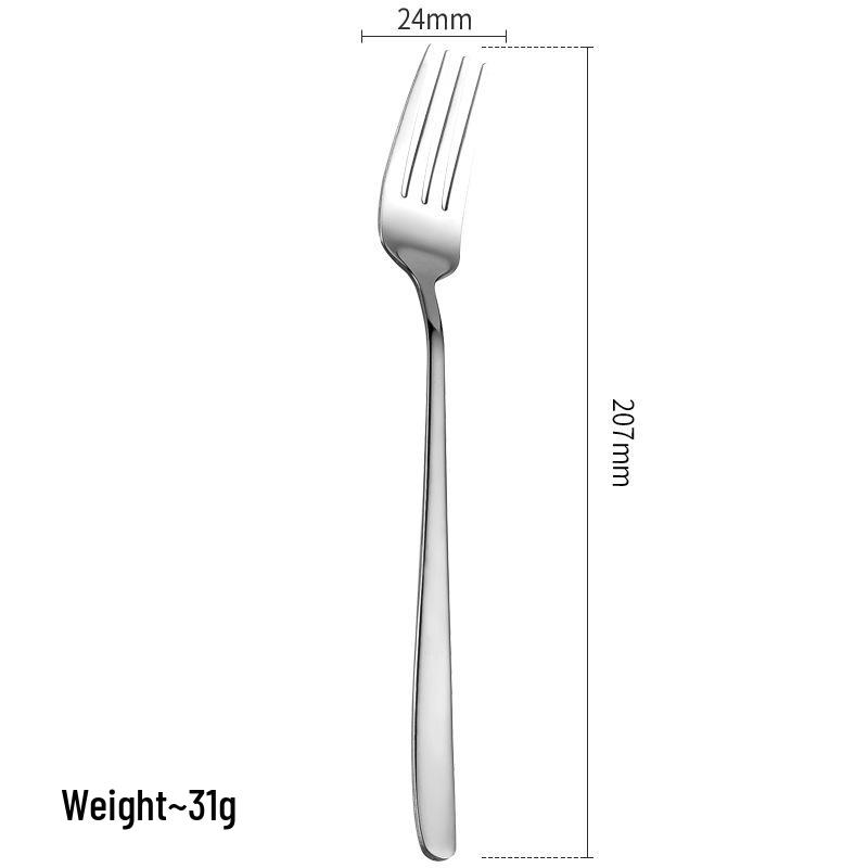 Thickened Long Handle Stainless Steel Korean Spoon & Fork Set for Dessert, Soup, and Ladling