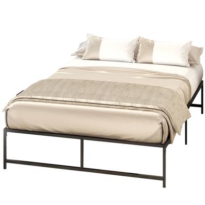 Double Bed Frame 140 X 190 Cm, 2-Person Steel Double Bed, 31 Cm Height with Storage, Slatted Base, Black