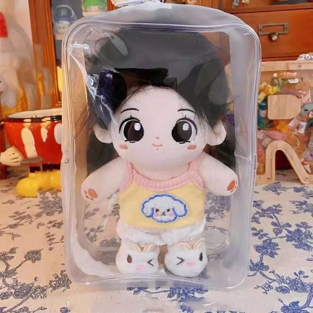 

Cylindrical Dustproof Bag PVC Transparent Doll Storage Box Portable Storage Display Bag Outdoor Black-Small