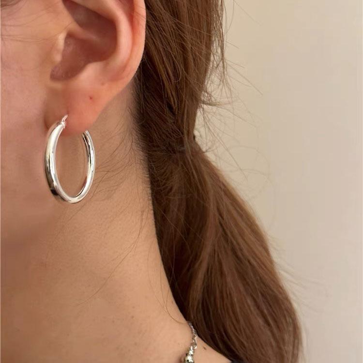 Xiaomi BF CLUB 925 Sterling Silver Big Round Earrings For Women Handmade Girl Sexy Fashion Trendy Jewelry Gift Party Wedding Pendientes