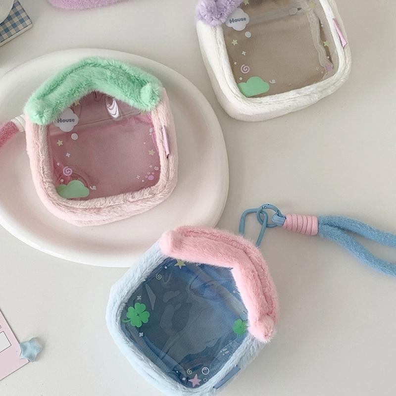 Clear Figure Display Bag with Keychain,Portable Doll Storage Bag Carrying Case Pouch Keying Charms for Collectibles
