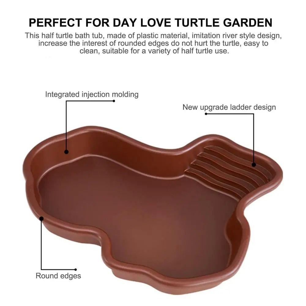 With Ramp Reptile Water Bowl Portable Tortoise Water Dish Turtle Feeding Dish  Scorpion