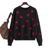 2023 Autumn/Winter Heart Pattern Plus Size Women's Knit Pullover Sweater
