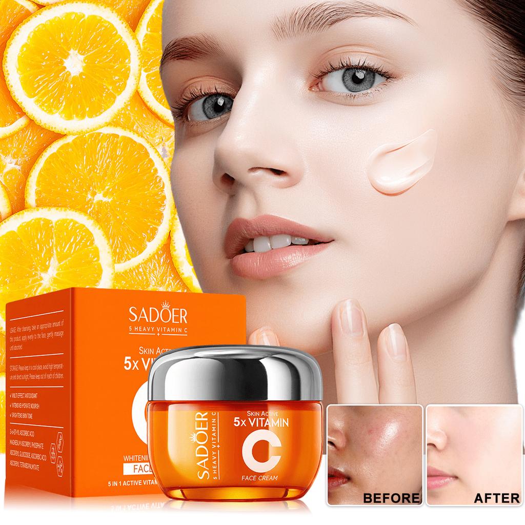 5-In-1 Vitamin C Skincare Travel Set (Moisturizer, Toner, Cleanser, Night Cream), Hypoallergenic For