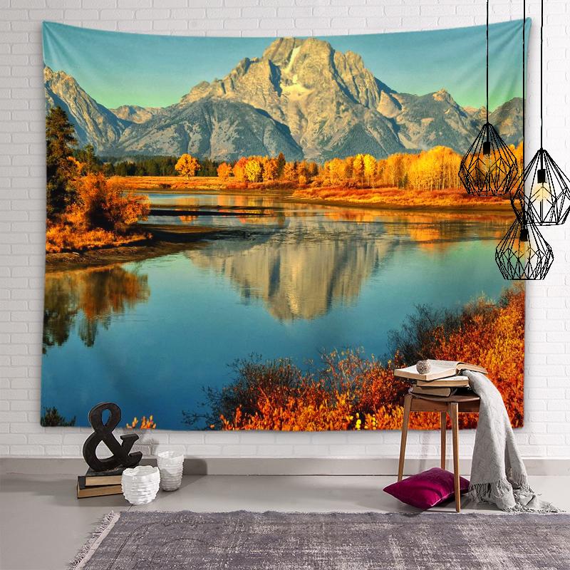 Tapestry of natural beauty Lake boat background wall art tapestry Dormitory room aesthetic decoration Bedroom home decoration
