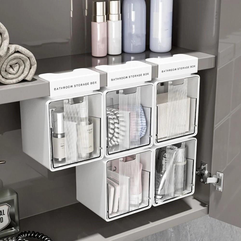 Hanging/Hook Style Drawer Style Storage Box Transparent Self Adhesive Under Desk Drawer Organizer Large Capacity Space Saving