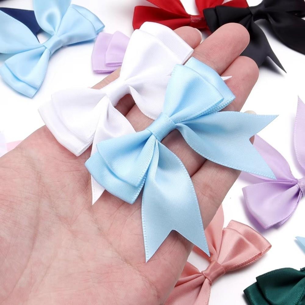 10Pcs Handmade Double Layer Ribbon Bow Colorful Satin Ribbon Bow Patches  Hairpin Accessories