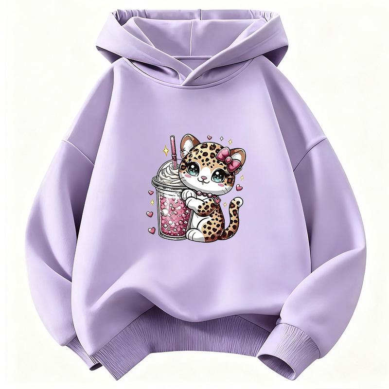 Sudadera con Capucha Linda de Gato Estampado de Leopardo para Niños Sudadera de Gato para Niños Sudadera con Capucha Linda Divertida para Niños y Niñas Otoño Invierno Sudaderas Casuales