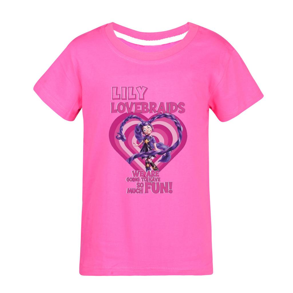 5580 Meisje Cartoon Lelie Liefdesvlechten Print Korte Mouw T-shirt
