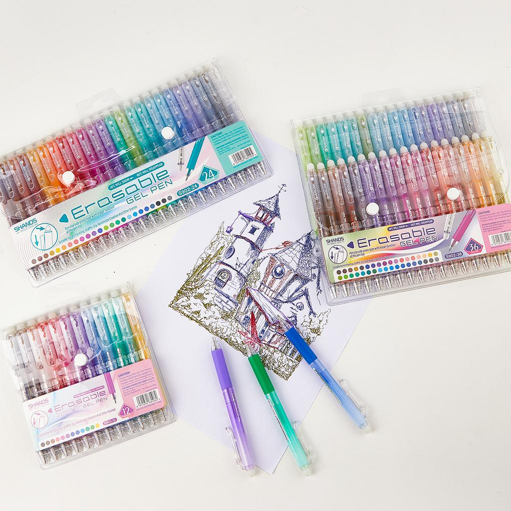 24 Colors Click Erasable Gel Pens - Quick-Dry Smooth Writing Pens for Students, Drawing, Marking, Office & School Supplies