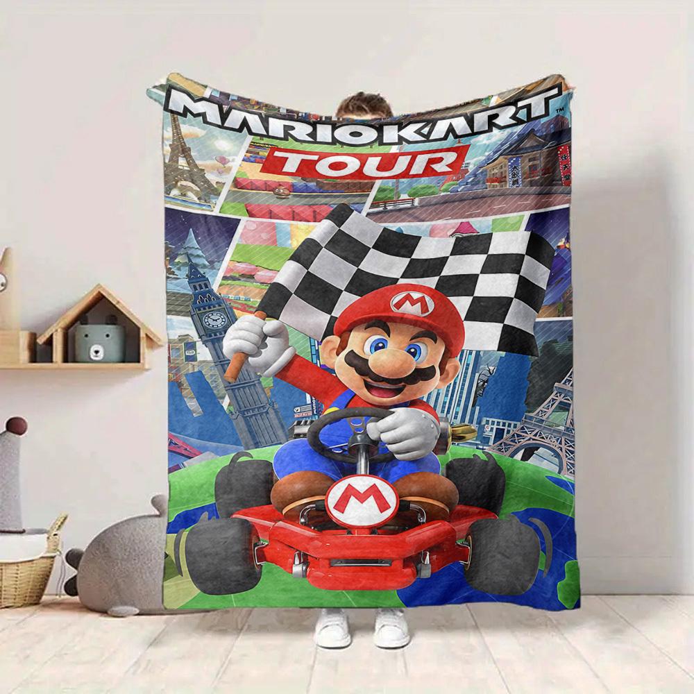1pc Mario Flannel Blanket, Soft Skin Friendly with Digital Printing, Various Sizes Available for Family, Friends, Birthday