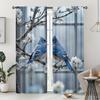2-pack Blåfågel Vit Blomma Dörrgardiner - Enkel Design, Lämplig för Sovrum, Vardagsrum, Polyester Maskintvättbar