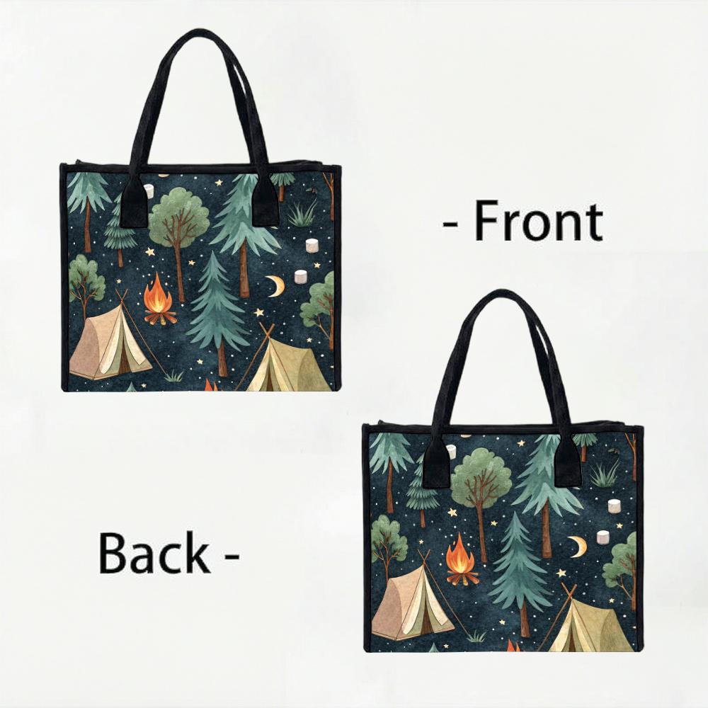 Cute Camping Themed Tote Bag for Daily Use