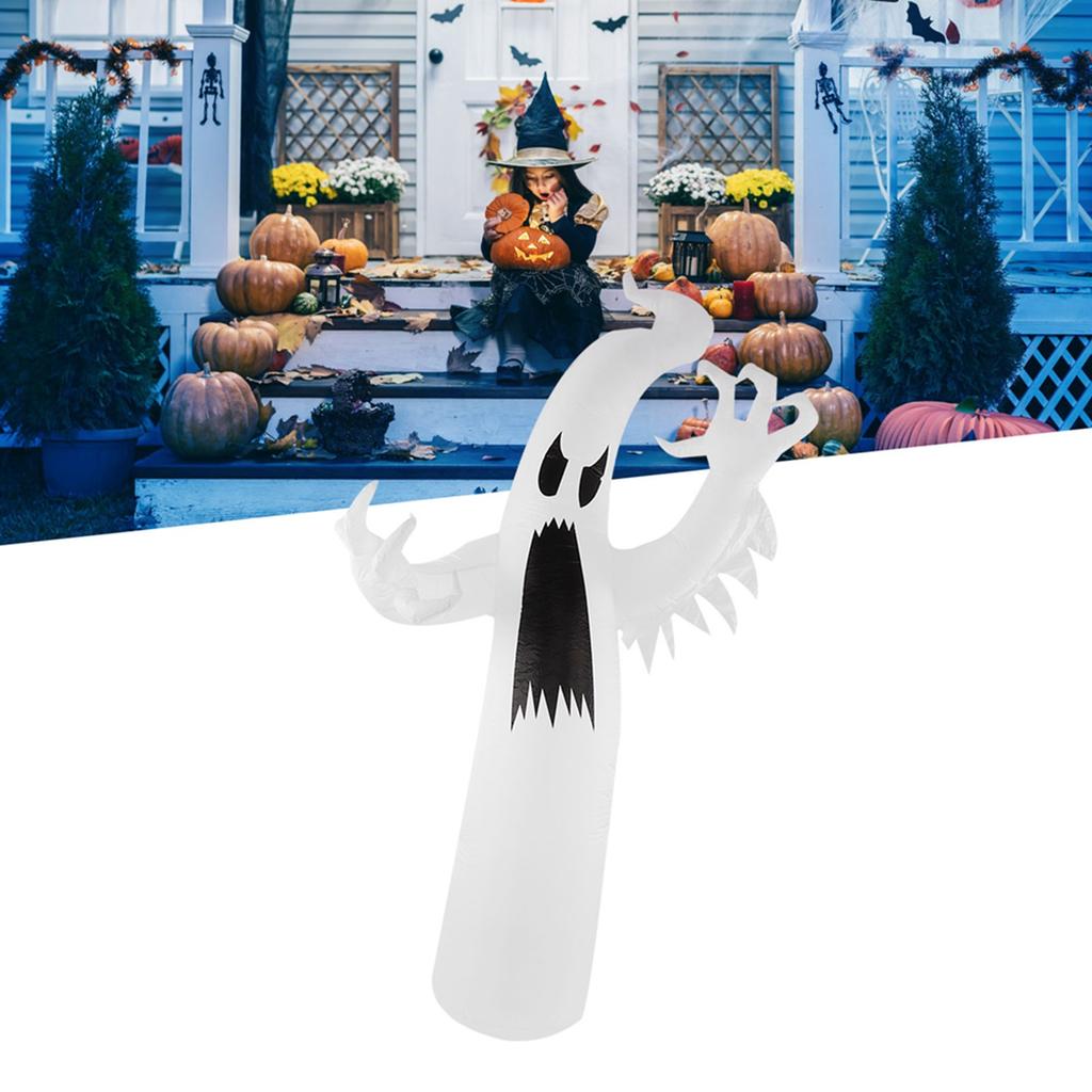 Halloween Inflatable White   with Colorful LED Light IP44 Waterproof Halloween Blow Up Yard Decoration for Outdoor Garden Lawn