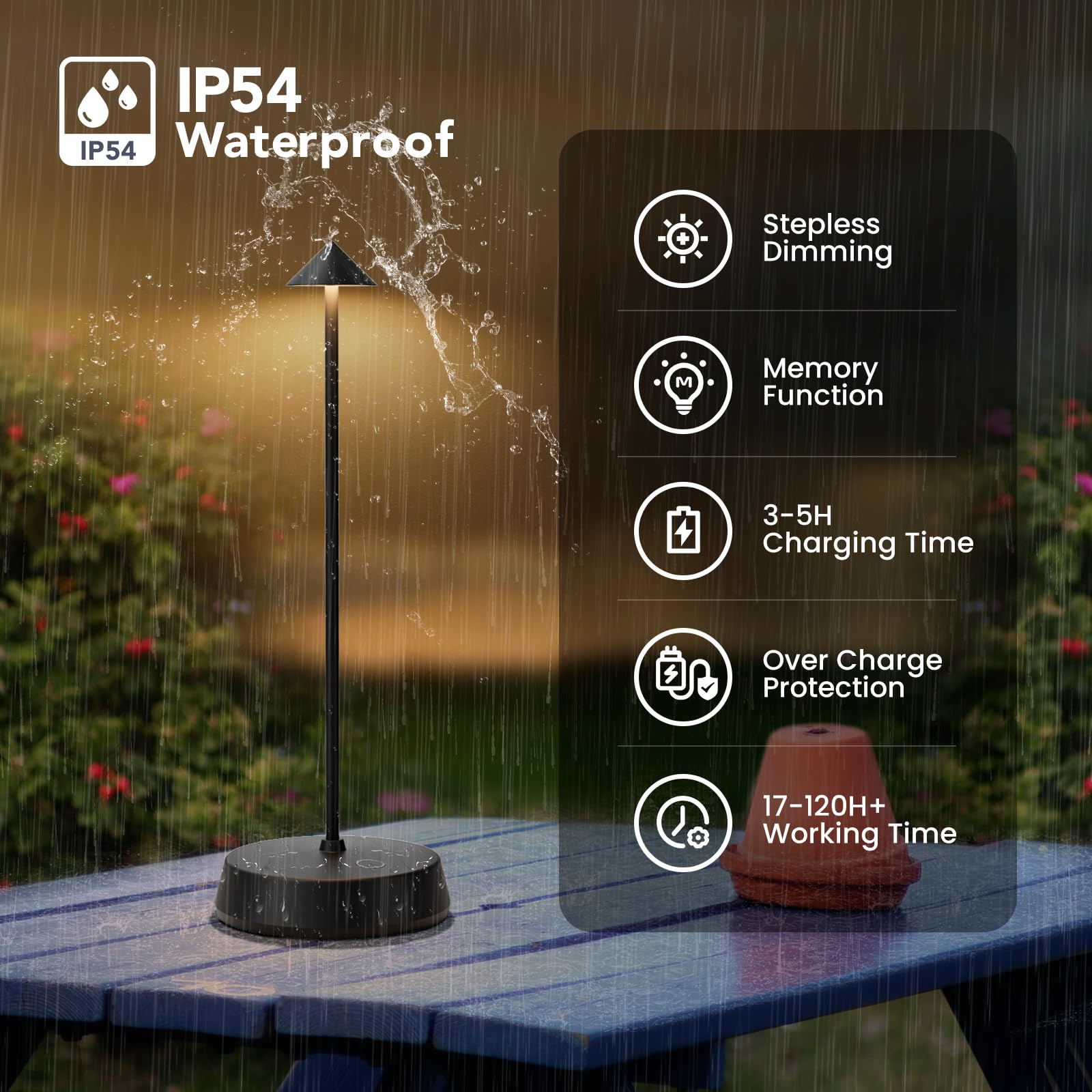

Wireless Rechargeable Desk Lamp Portable Computer Light Home Restaurant Hotel Bar Bedroom 3 Touch Sensor Night Light коричневий