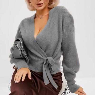 2026 Fall Sexy V-Neck Tie-Up Knit Cardigan - Flattering European & American Women's Coat