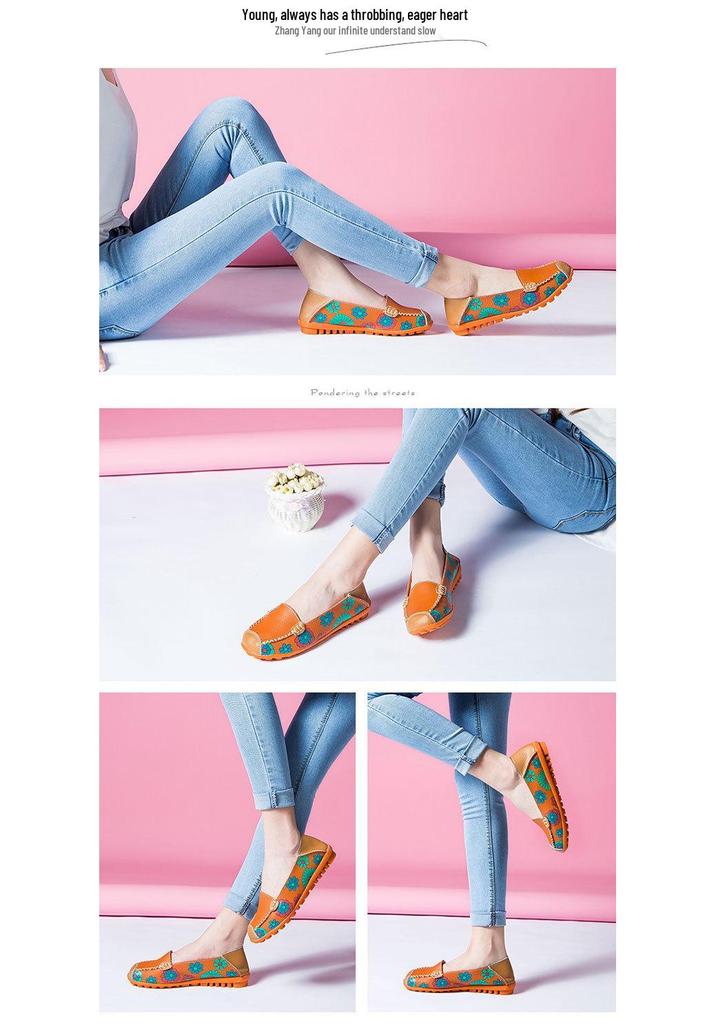 Spring/Summer Women's Slip-On Flat Moccasins: Printed Single Shoes for Mothers