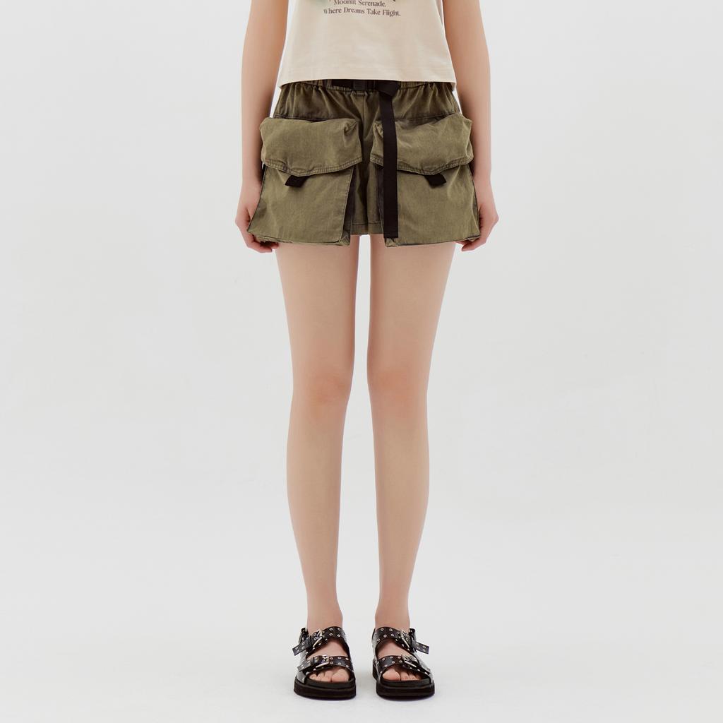 LALAFOX Belt Point Cargo Short Pants Khaki Bq2Wp023