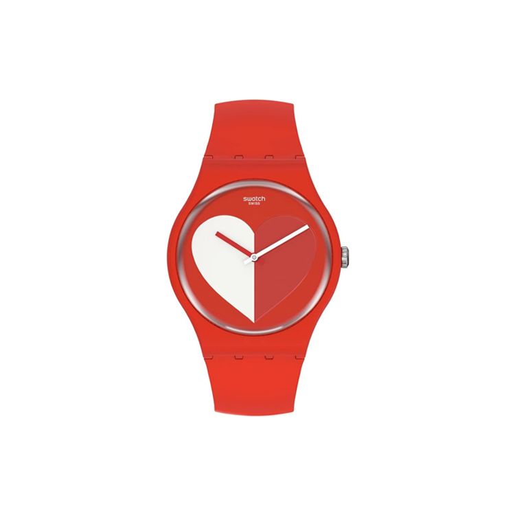 Swatch Quartz Movement 30m Waterproof Watch 41mm Red Dial Bio-Based Material Case Silicone Strap Unisex Watches SO29Z112 Red Watch Dial