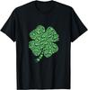 Skull Shamrock St Patricks Day Graphic Tee Distressed Print Casual Cotton T-Shirt Men