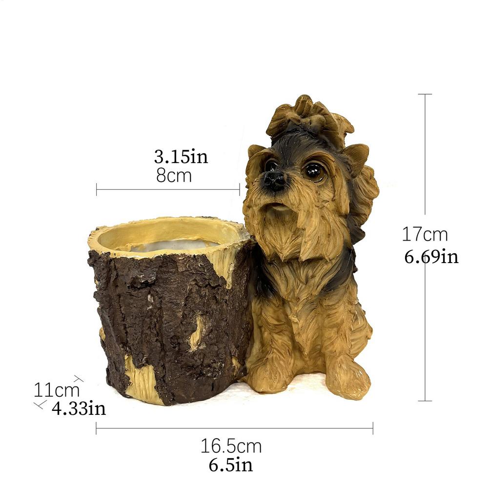 Cute Dog Resin Flower Pot Puppy Garden Statue with Flower Pot Bucket flowerpot Plant Pots Indoor for Desktop Windowsill