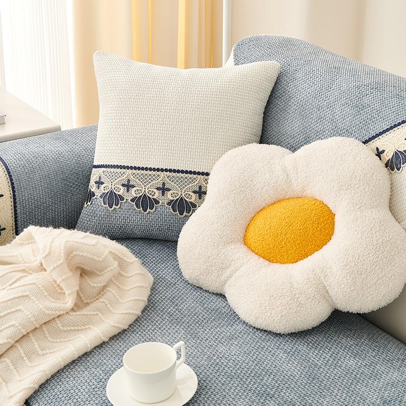 Striped Chenille Sofa Cover For Living Room Pets Kids Anti-Dirty Sofa Towel Mat Solid Color Non-Slip Couch Cushion Slipcover Pad