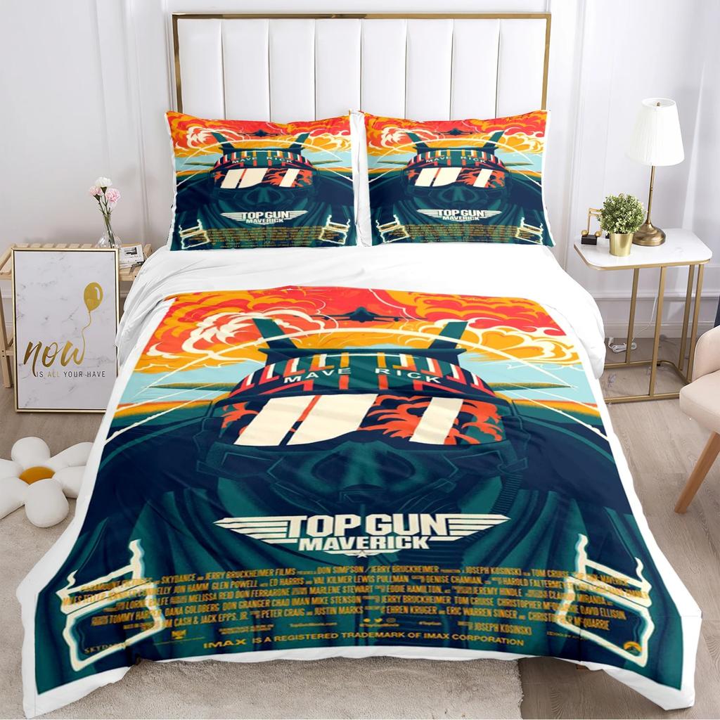 3D HD Print Classic Movie Top Gun Bedding Set,Top Gun Duvet Cover Comforter Soft Quilt Cover and Pillowcases For adults children