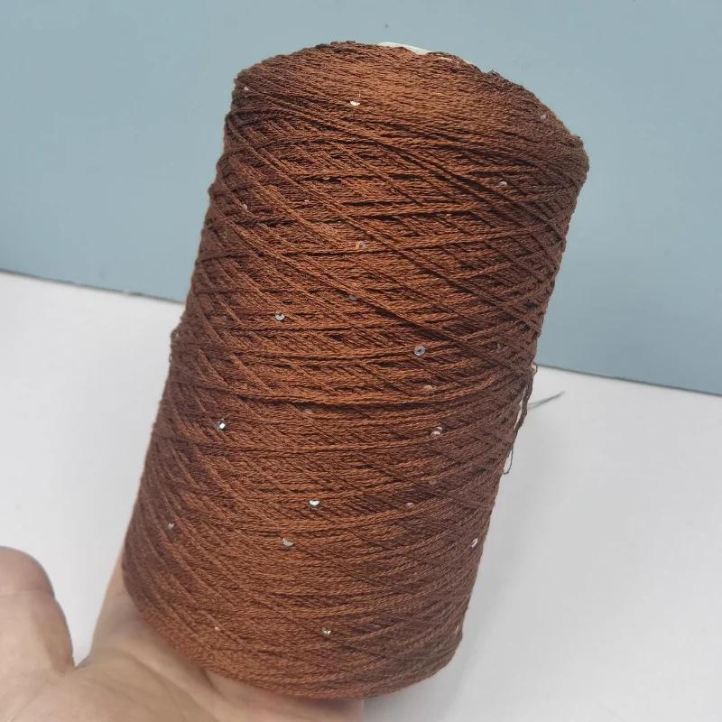 Number 6 Coarse Fine Crochet Thread Sequin Silk Linen Lace Thread with Pearl Beads DIY Scarf Sweater Knitting
