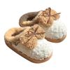 New Bow Cotton Slippers Winter Velvet Warm Fluffy Slippers Indoor Thick Bottom Heightening Non-slip Can Be Worn Outside
