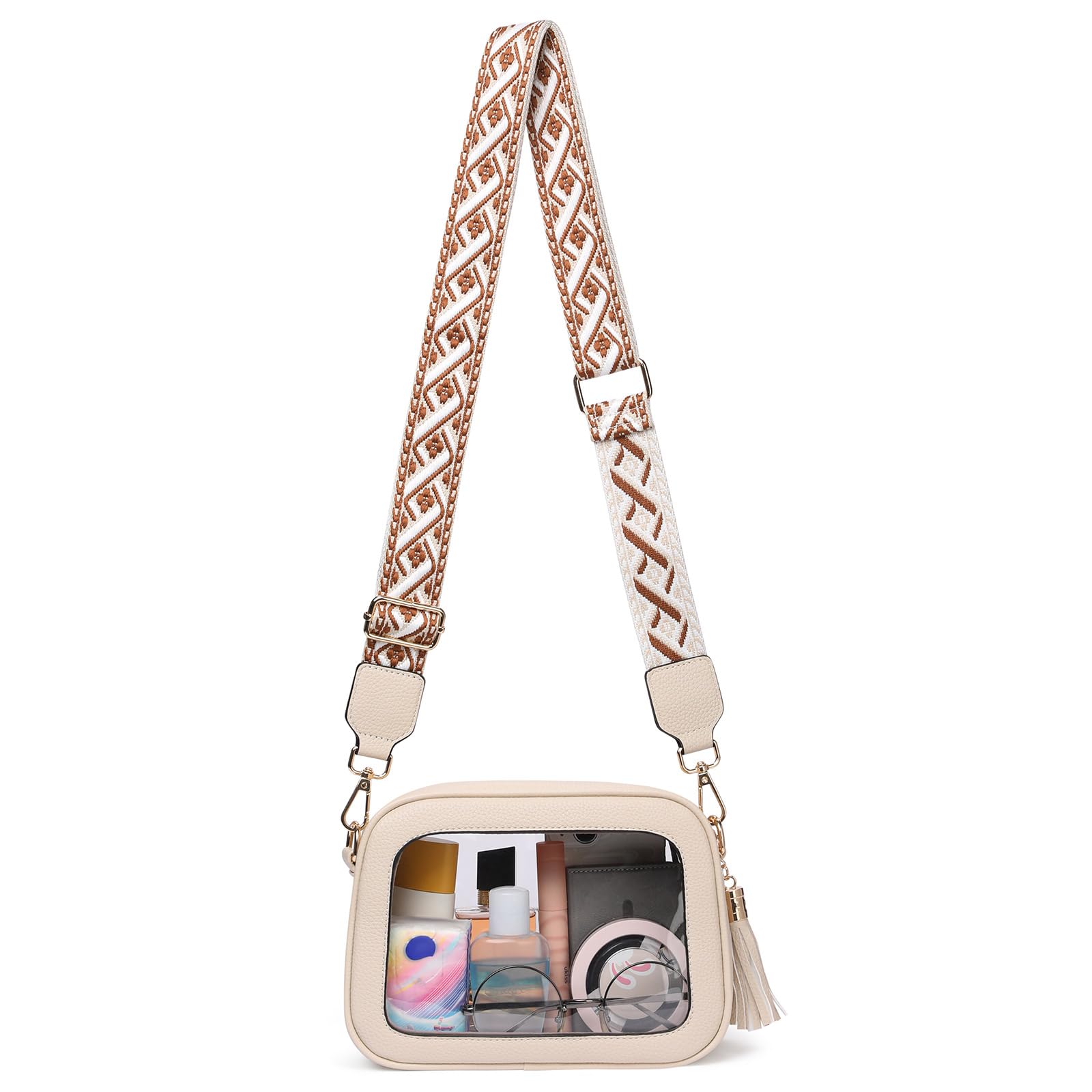 LEEXTON Women s Clear Transparent Bag, Clear, Waterproof, Lightweight, 3-Way, Crossbody, Stylish, Popular, Unisex, Adjustable Strap