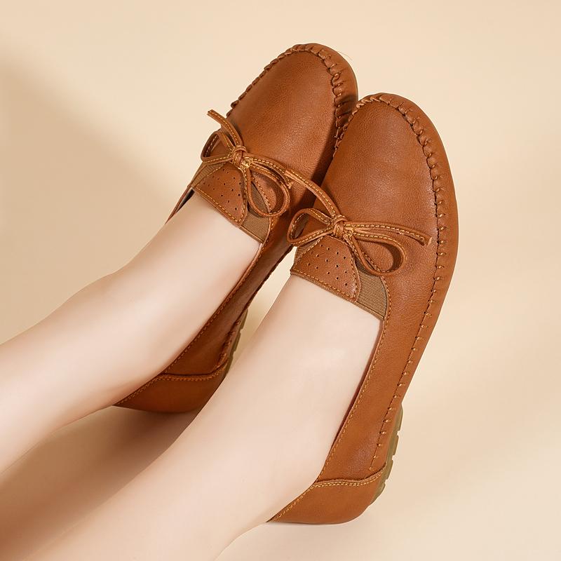 Women's White Leather Driving Moccasins Grey Flats Casual Slip On Plus Size Walking Summer Maternity Shoes