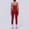 Seamless Solid Color Halter Backless Bodycon Yoga & Running Set
