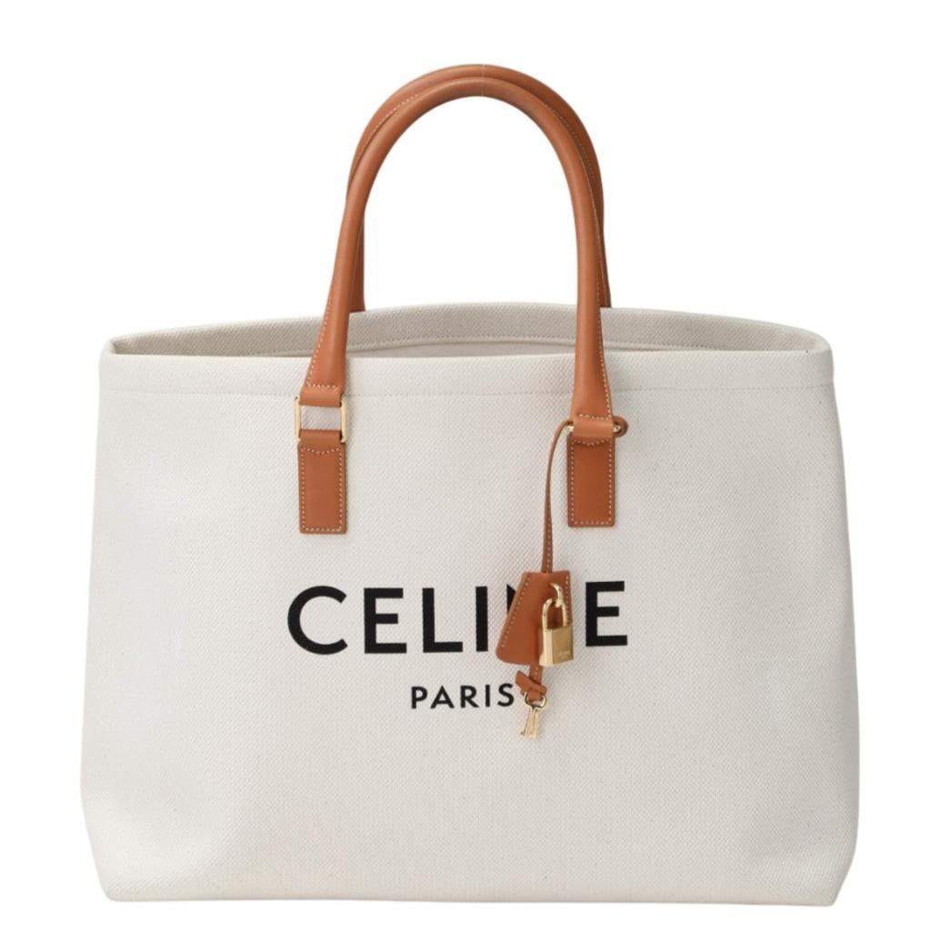 Celine Horizontalkava Tote Bag Canvas White Women 190062BNZ Used