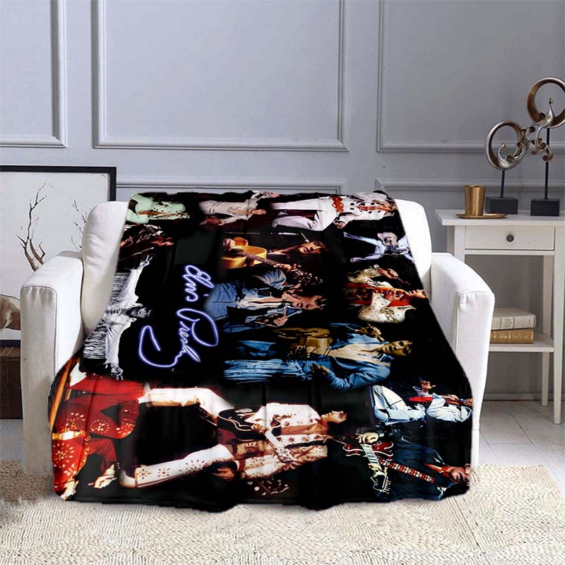 Various Styles of E-Elvis Pattern 3D Printed Rock Singer Sofa Blankets, Suitable for Adult and Children's Bedrooms and Living