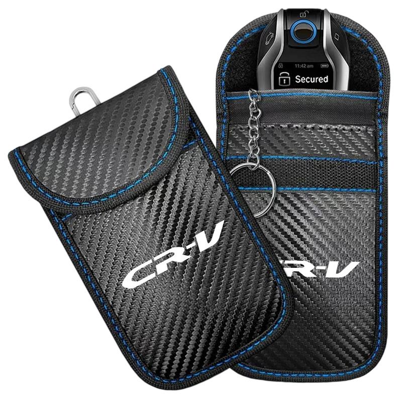 ARD1 Carbon Fiber Car Key Case Signal Blocker Bag RFID Shielding Pockets For Honda Civic Accord CR-V Fit Jazz Odyssey Vezel Pilot HRV