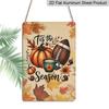 2D Flat Tis The Season Football Pumpkin Coffee Maple Leaf Fall Metal Sign - 8.0x12.0inch Aluminum Wall Art, Rustic Autumn Farmhouse Home Decor