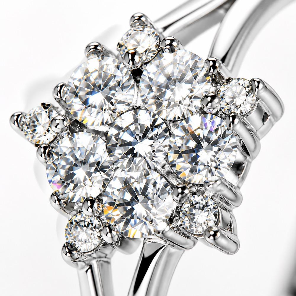 White Gold Beauty Code Closed 5-6-7-8-9 Opening Adjustable Moissanite Sterling Silver Luxury Ring 2.2G Anniversary Classic Daily