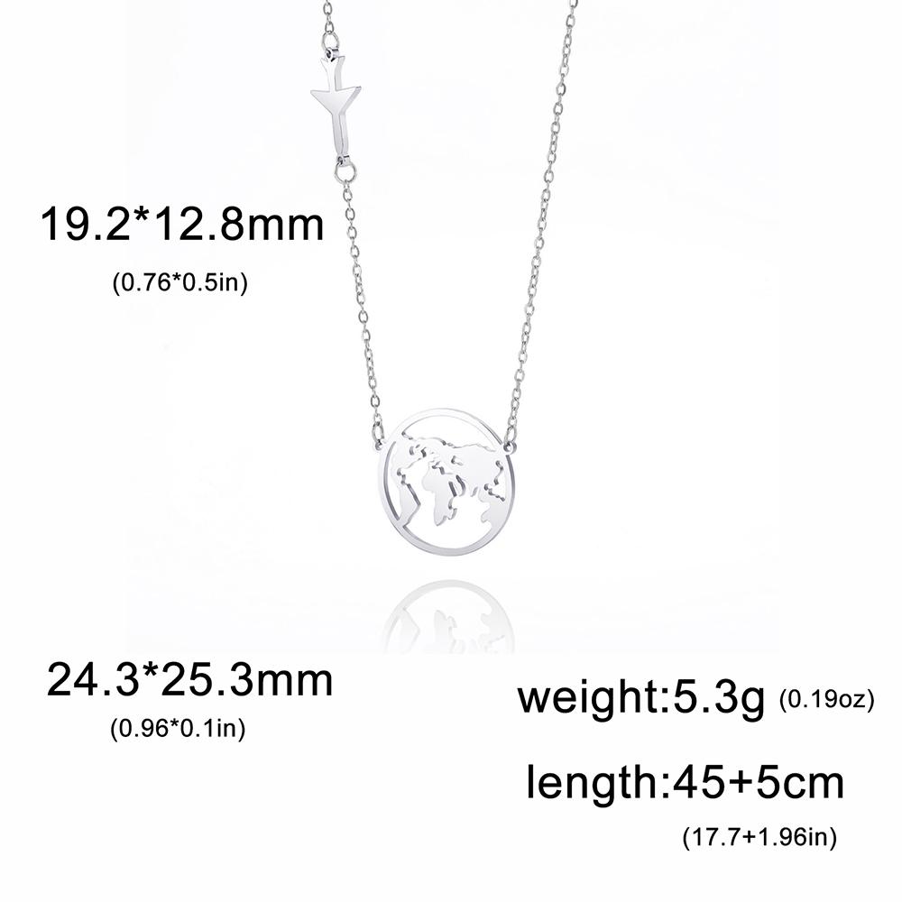 LIKGREAT World Map Israel Star of David Pendant Necklaces for Women Men Earth Globe Round Stainless Steel Necklace Jewelry Gifts
