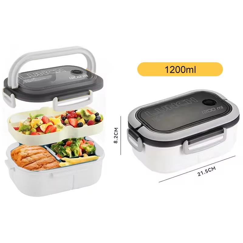 1300ML 4Lunch Box with Tableware Microwavable Dishwasher Cleaning Hermetic Bento Box for Students Adults School Office