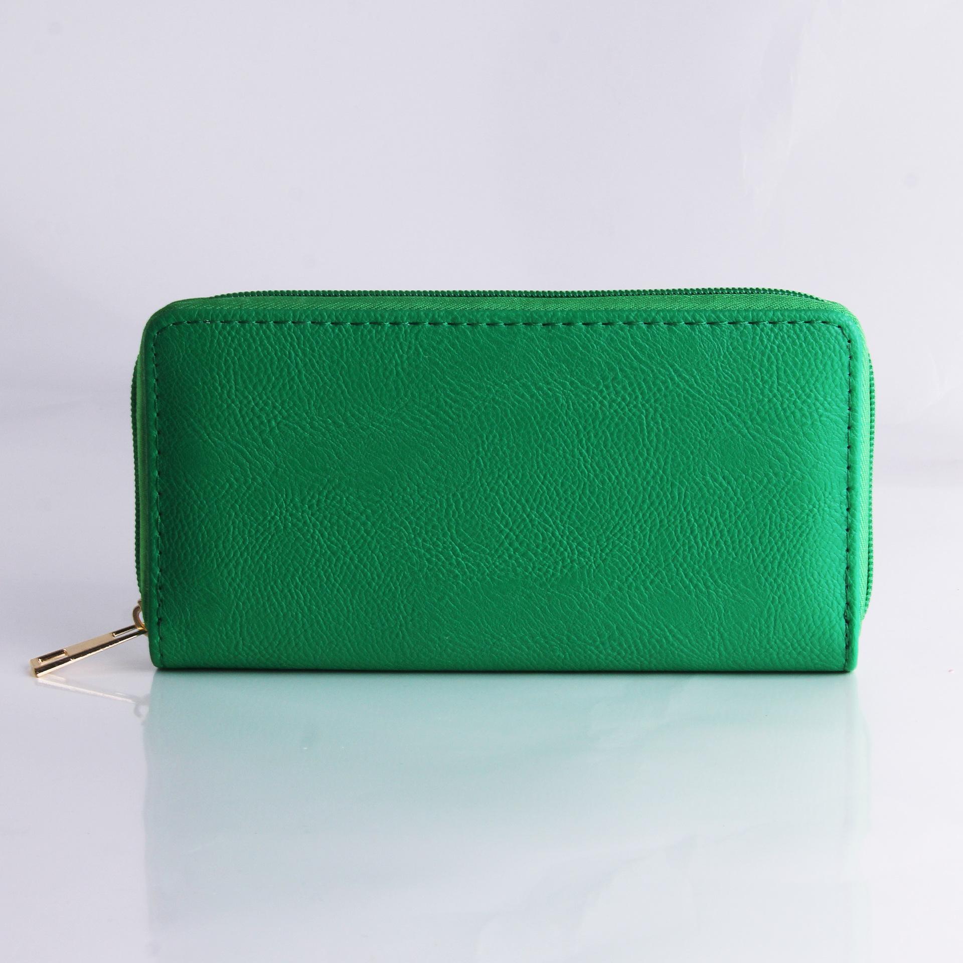 

Solid color wallet, long color zipper wallet, wallet and bag.