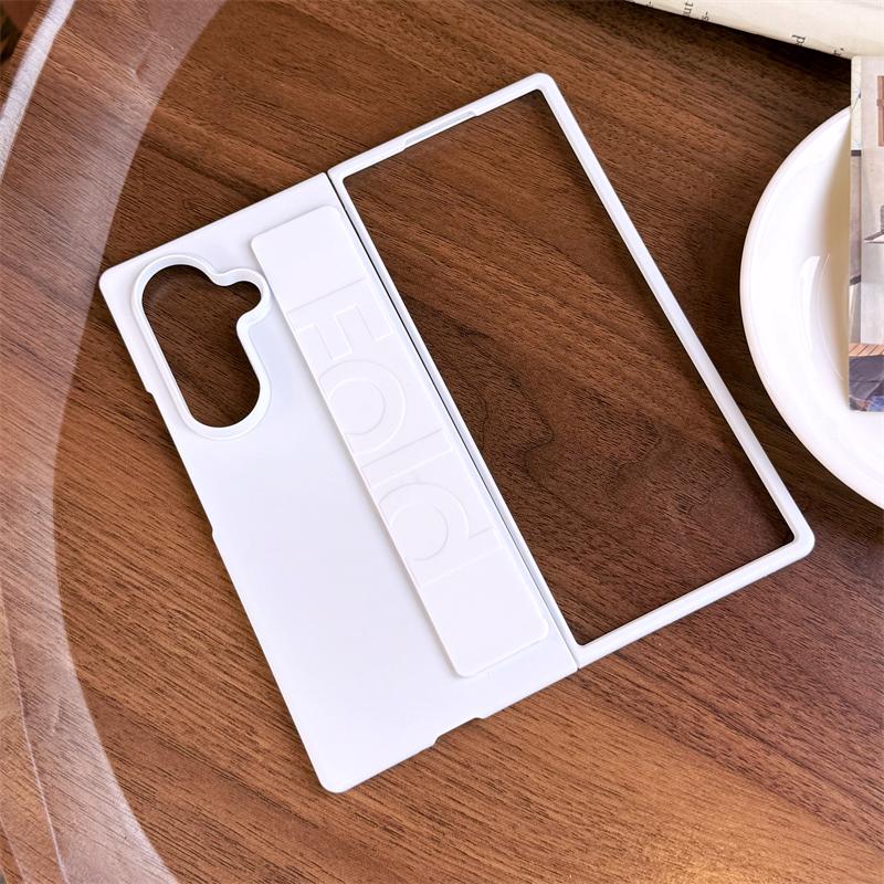 

Luxury Matte Silicone Elastic Wrist Strap Bracket Case For Samsung Galaxy Z Fold 7 6 5 4 3 ZFold7 Ultra Thin PC Hard Clear Cover Galaxy Z Fold6 белый