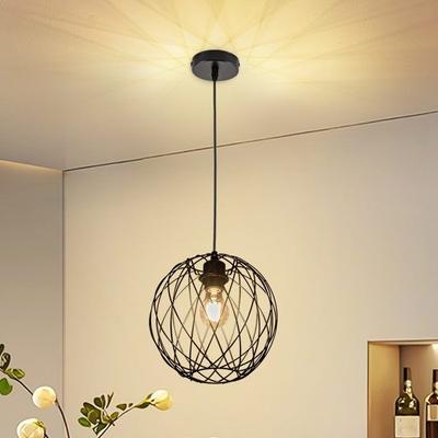 Pendant Lamp - NETTLIFE - Round E27 - Black - Metal - Ø25cm H120cm