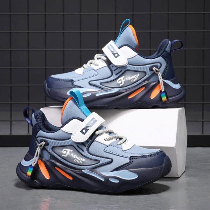 Boys' Waterproof Leather Sneakers - Lightweight, Soft Sole Running Shoes for Elementary School Students