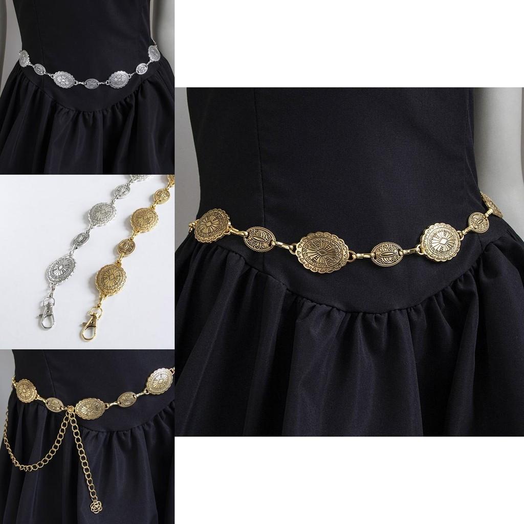 Bohemian Waist Chain Vintage Embossed Metal Pendant For Women Summer Fashion Accessory