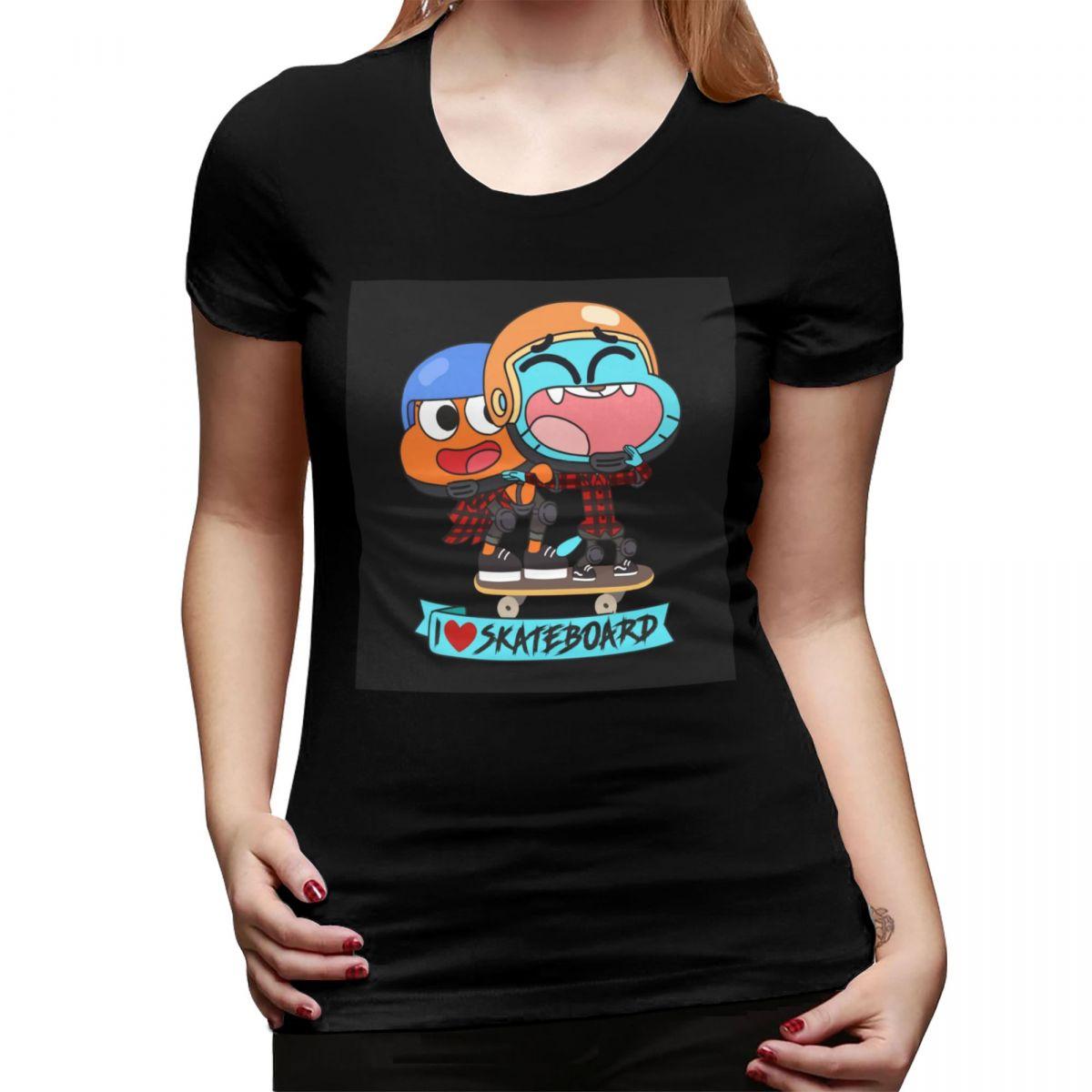 

Gumball Darwin Skate TShirt for Women Round Neck Streetwear T Shirts Womens Short Sleeve Summer Clothes Tops 4XL