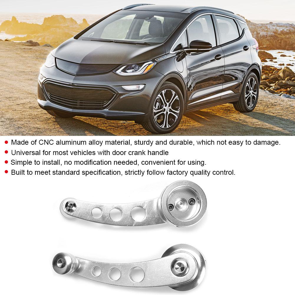 Silver 3in CNC Aluminum Alloy Window Crank Handle Kit Fits for Chevy Auto Accessory