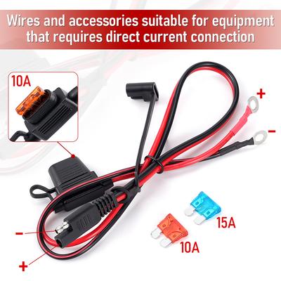 1/2set 16AWG Quick Release SAE Cable With Fuse Terminal O Connector Battery Charger Extension Adapter Wire Terminal